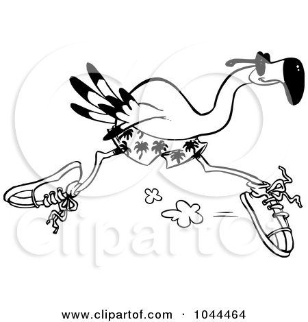 Rf  Clip Art Illustration Of A Cartoon Flamingo Holding A Flamingos