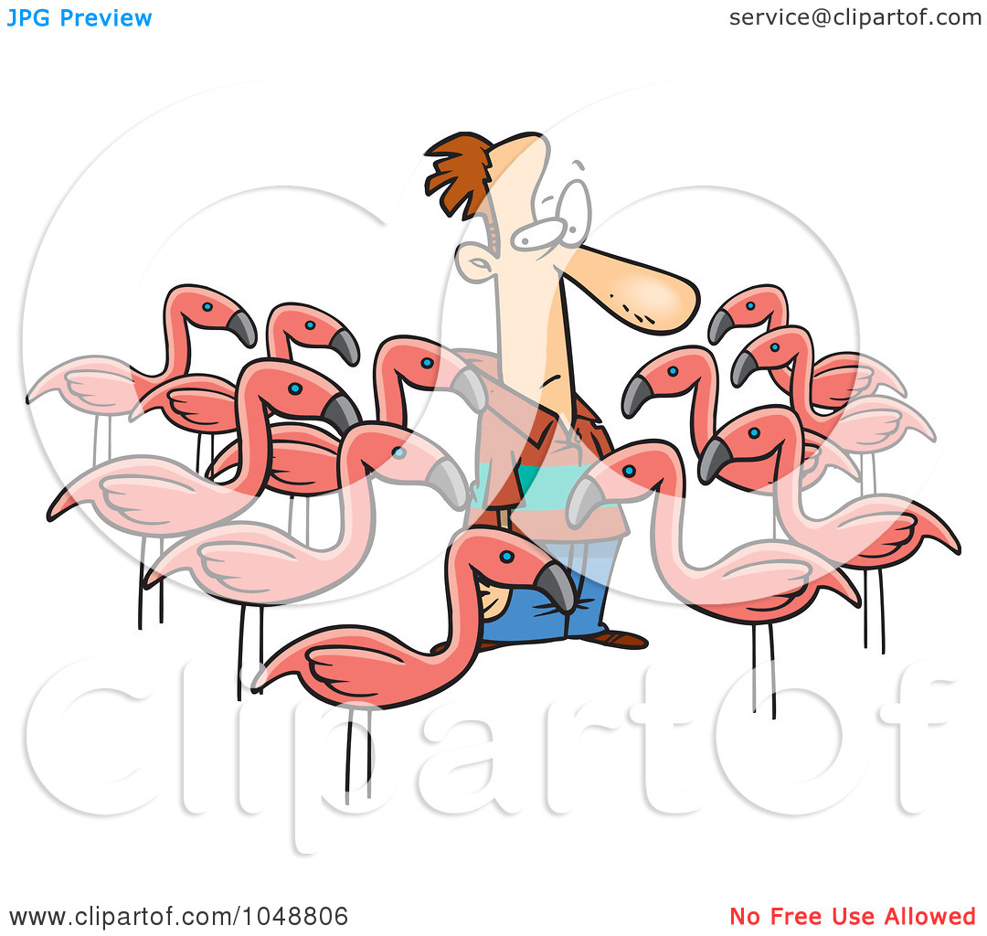 Royalty Free  Rf  Clip Art Illustration Of Cartoon Yard Flamingos