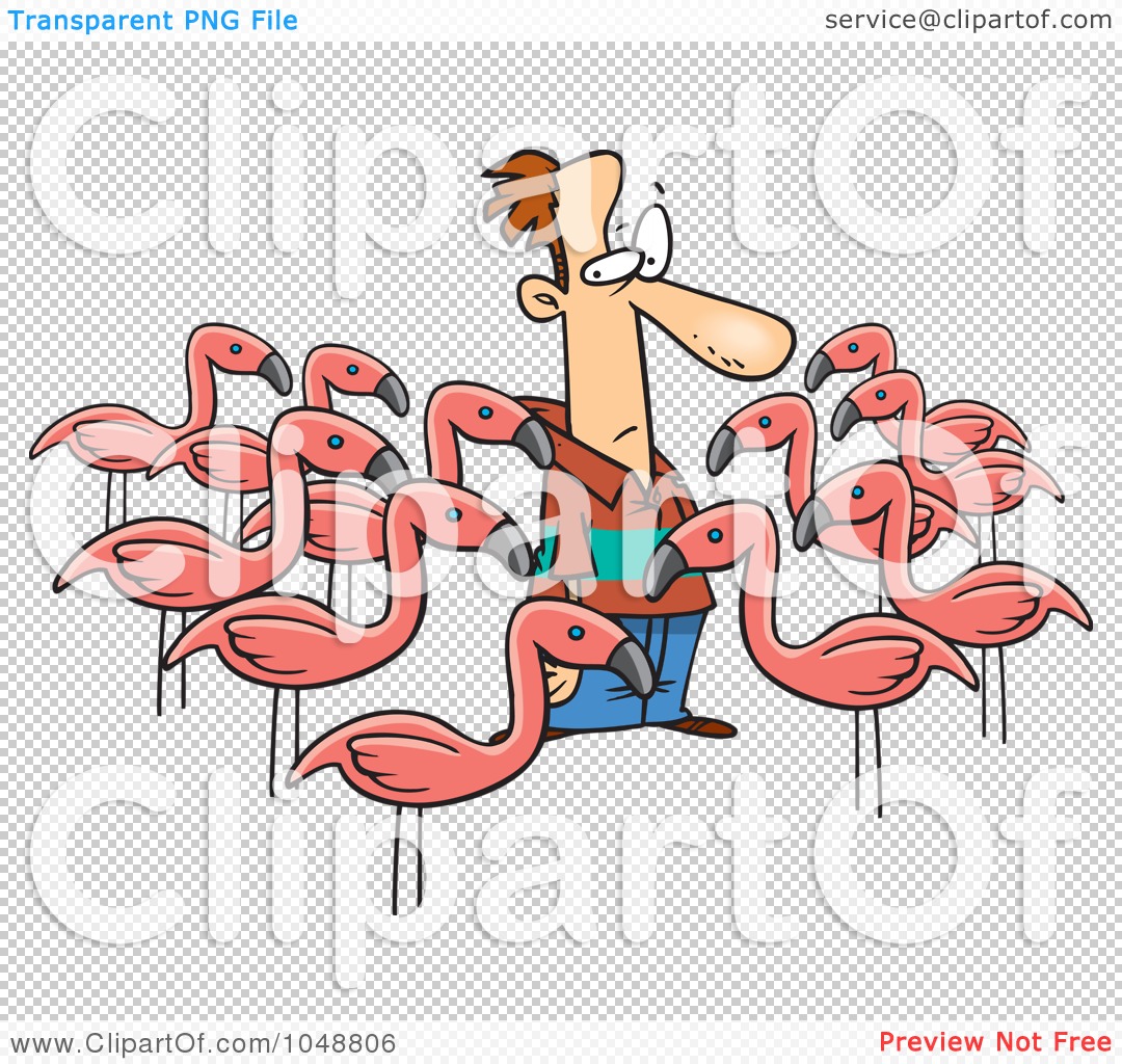 Royalty Free  Rf  Clip Art Illustration Of Cartoon Yard Flamingos