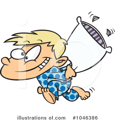 Royalty Free  Rf  Pillow Fight Clipart Illustration By Ron Leishman