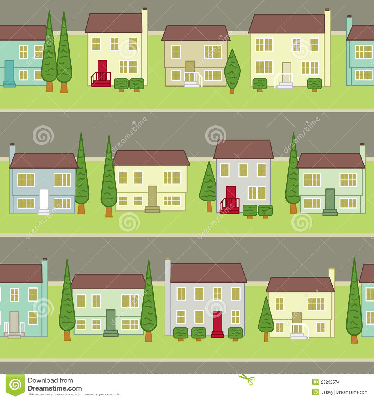 Seamless Pattern Of A Typical Suburban Planned Community  Pattern    