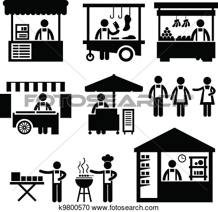 Set Of Pictogram Representing Marketplace Ships And Store
