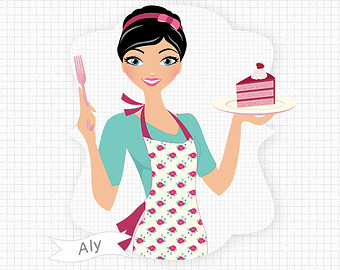 Strawberry Cake Girl Baking And Eating Cake Digital Png Clip Art    