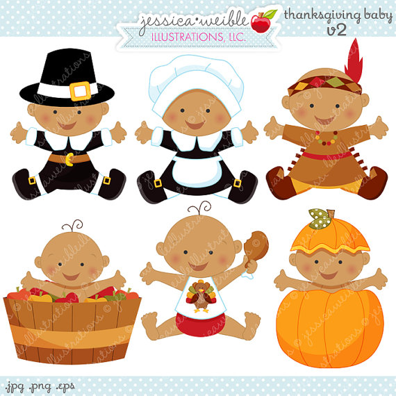 Thanksgiving Baby V2 Cute Digital Clipart   Commercial Use Ok    