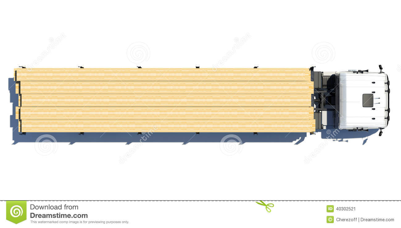Truck Transporting Lumber  Top View  Isolated Render On A White    