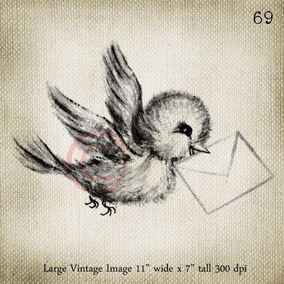 Vintage Greetings Card Air Mail Vintage Bluebird Large Digital Image