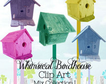 Whimsical Wood Birdhouse Clip Art M Ix Collection I   Pngs   Spring    