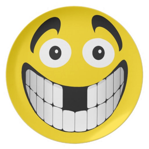 Yellow Big Grin Smiley With Missing Teeth Party Plates Clipart