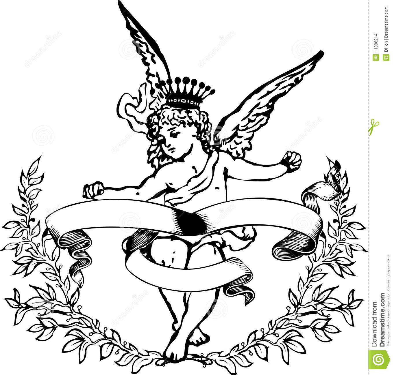 Black And White Crowned Cupid Heraldry  Stock Images   Image  11986214