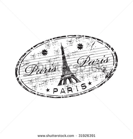 Black Grunge Rubber Stamp With The Eiffel Tower Shape And The Name Of