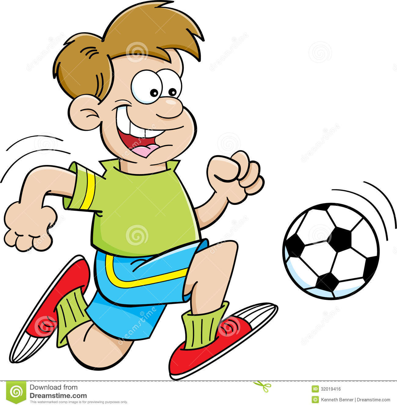 Cartoon Boy Playing Soccer Royalty Free Stock Image   Image  32019416