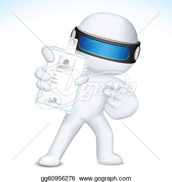 Clip Art   3d Man In Vector Showing Identity Card  Stock Illustration