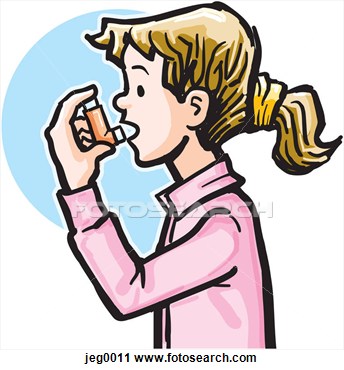 Clipart   A Girl Using An Asthma Inhaler  Fotosearch   Search Clip Art