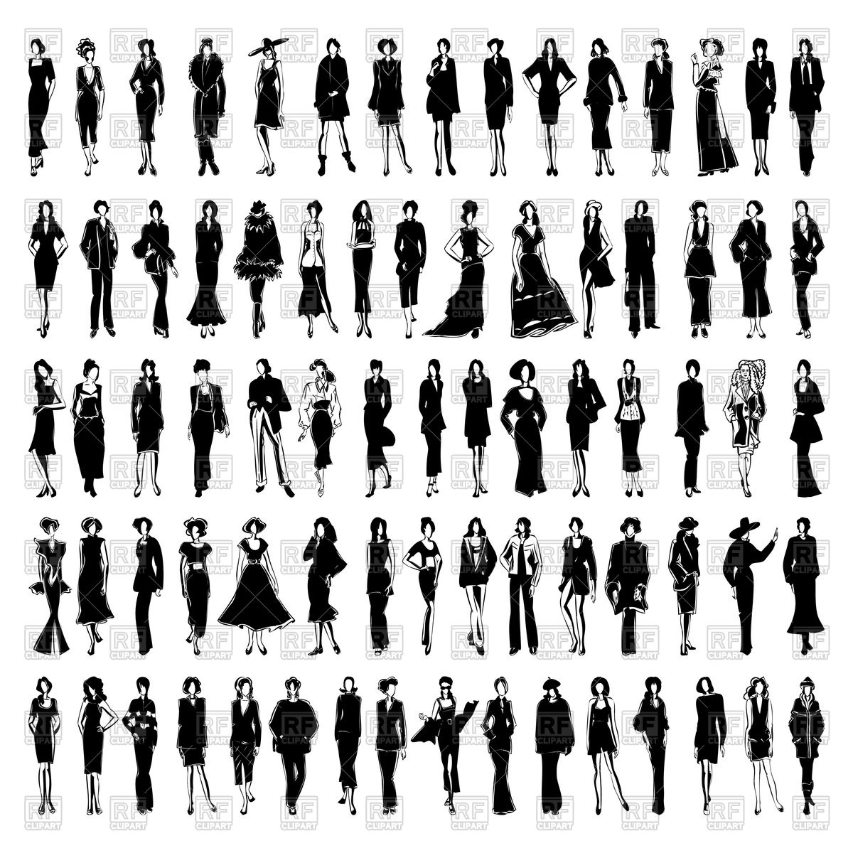 Clipart Catalog   People   Fasion Models Download Royalty Free Vector    
