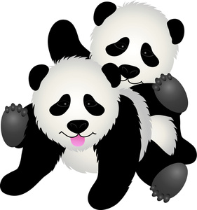 Clipart Image   Cartoon Drawing Of Two Baby Panda Bear Cubs Playing    