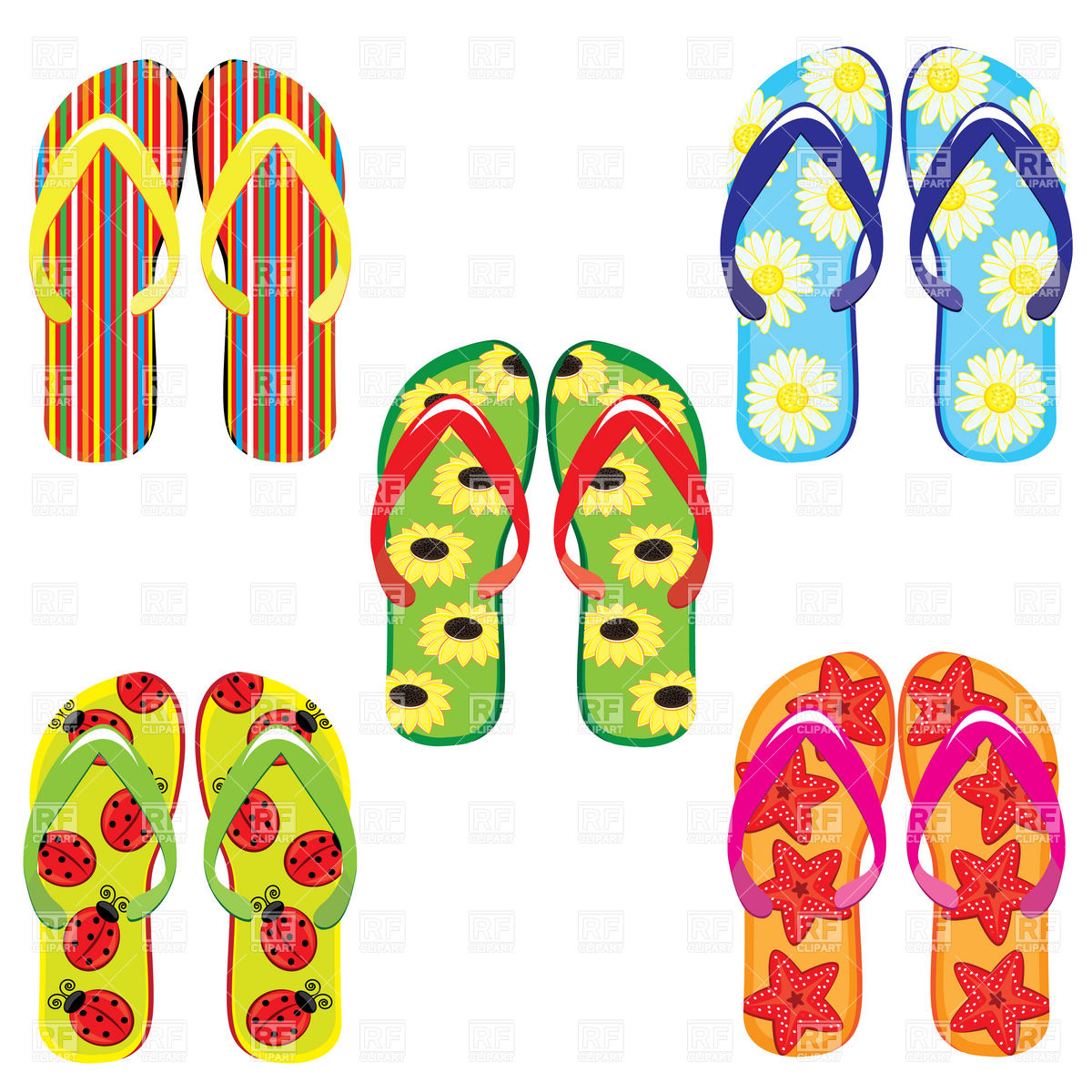Colorful Summer Flip Flops 8512 Beauty Fashion Download Royalty    