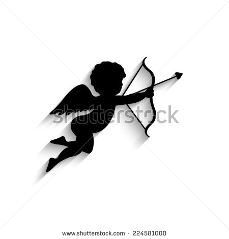 Cupid Silhouette   Black Vector Icon With Shadow   Stock Vector