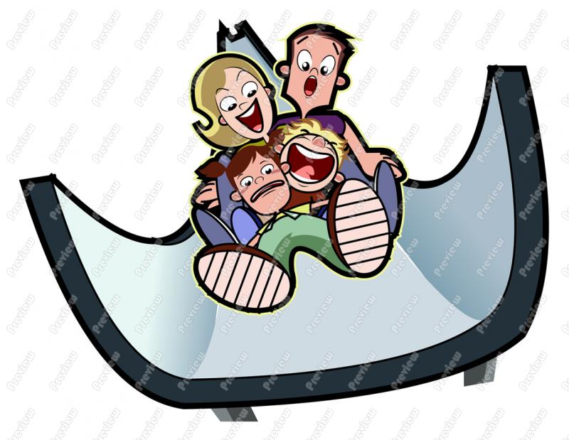 Family Having Fun On Slide Clip Art   Royalty Free Clipart   Vector