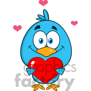 Free Rf Clipart Illustration Cute Blue Bird Cartoon Character Holding