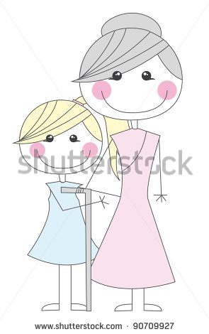 Granddaughter And Grandmother Cartoons Over White Background  Vector