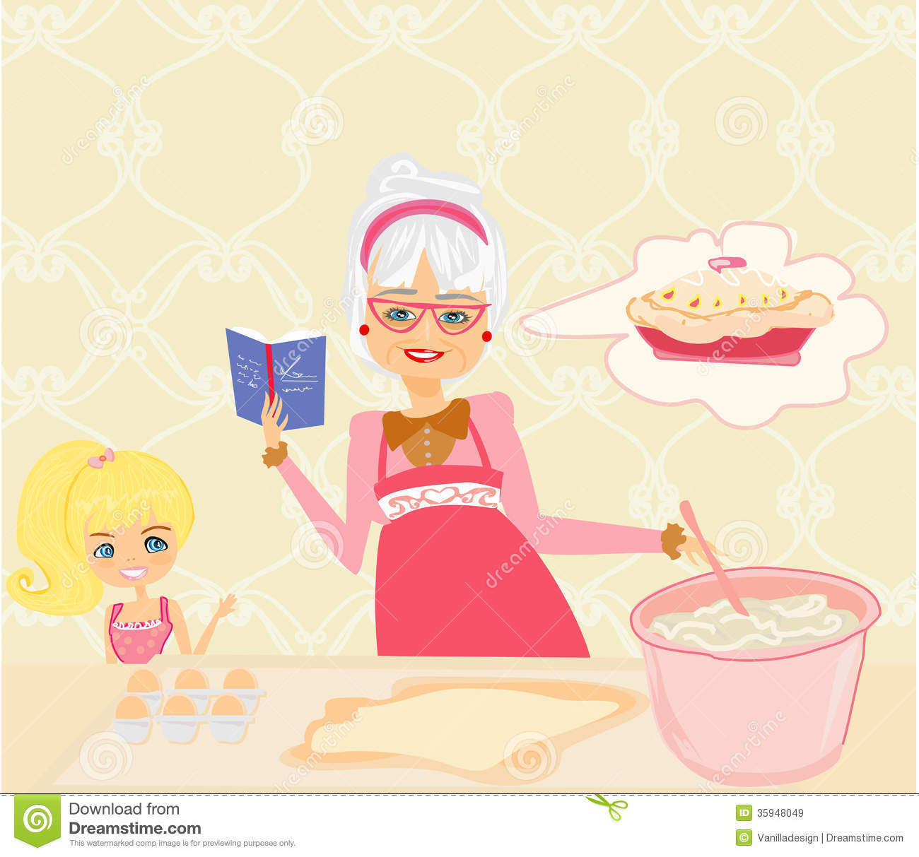 Grandma Baking Cookies With Her Granddaughter Royalty Free Stock