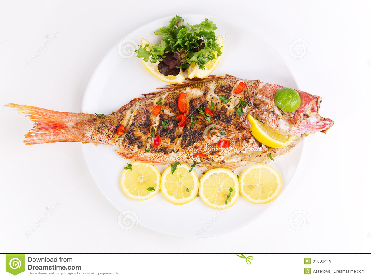 Grilled Red Snapper With Salad Royalty Free Stock Images   Image    
