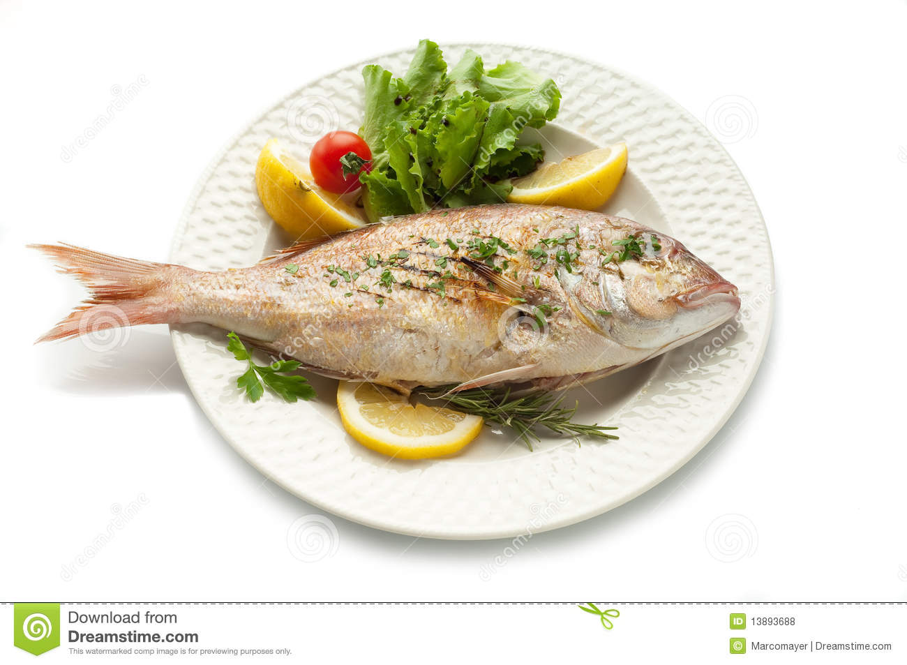 Grilled Red Snapper With Salad Royalty Free Stock Photos   Image