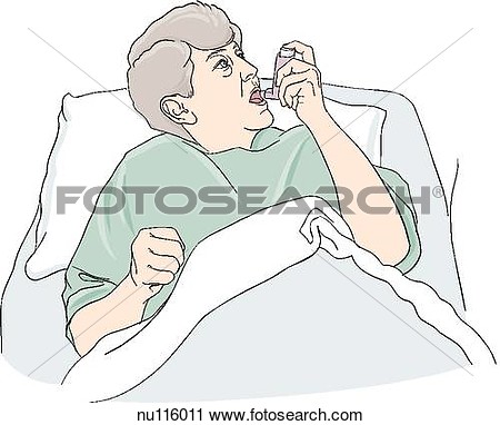 Hembra Paciente En Cama Del Hospital Asideros Nebulizer A Mouth