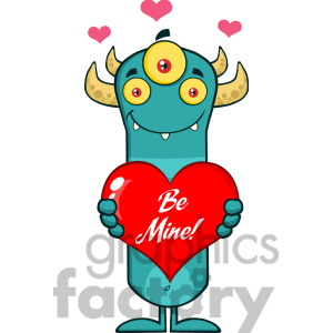 Holding A Be Mine Valentine Love Heart Vector Illustration Isolated On