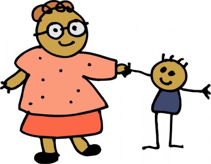 Mom Holding Childs Hand Clip Art Free Vector 99 31kb