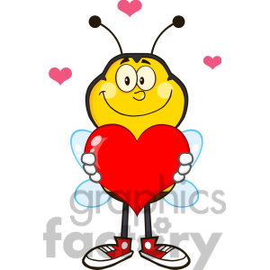 Rf Clipart Illustration Smiling Bee Cartoon Mascot Character Holding