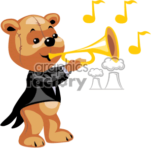 Royalty Free Teddy Bear Playing The Trumpet Clipart Image Picture Art    