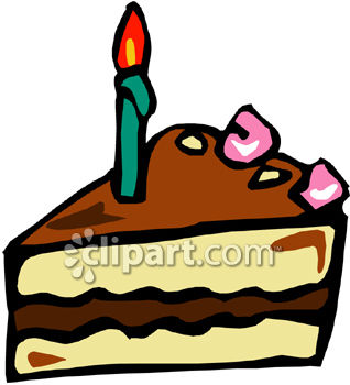 Slice Of Chocolate Iced Birthday Cake   Royalty Free Clip Art Image