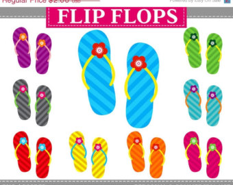 Striped Flip Flops Clipart   Stripes Sandals Beach Colorful Flip