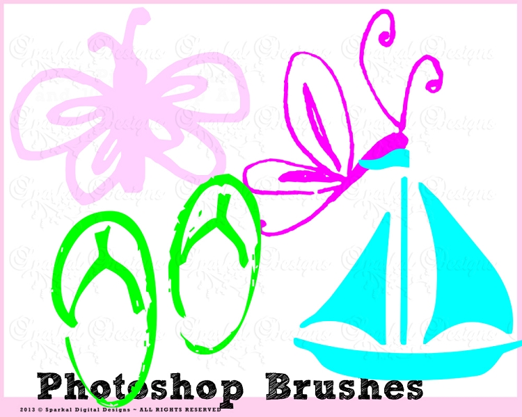 Summer Photoshop Brushes Flip Flop Clip Art Ladybug Bikini Clipart