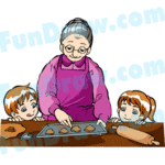 Title  Free Grandma Baking Cookies Clipart Illustration