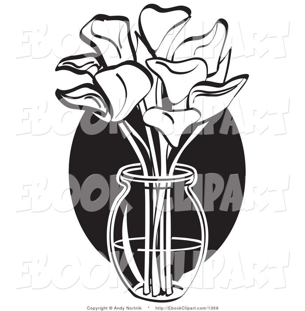 Vector Clip Art Of A Black And White Bouquet Of Cream Calla Lilies In
