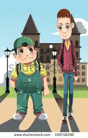 Vector Illustration Of A Short Fat Boy And A Tall Skinny Boy Can Be