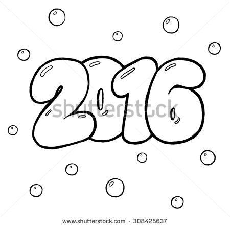 2016 Black   White Vector Bubble Numbers Composition   Stock Vector