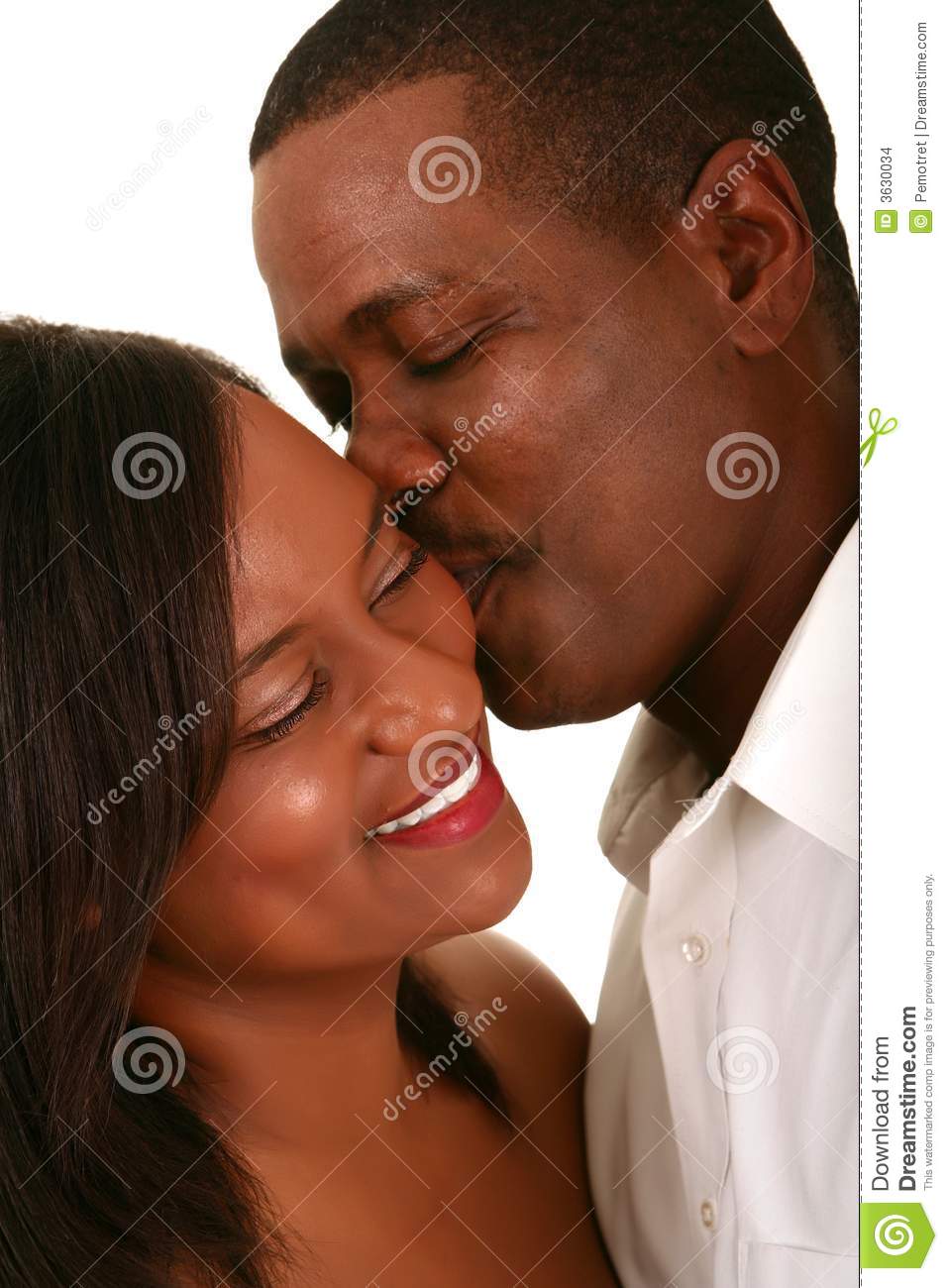 African American Husband Romantically Kiss His Wife