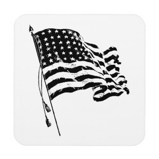American Flag Stars And Stripes In Black   White Drink Coasters
