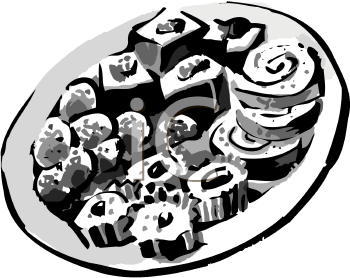 Black And White Clip Art Of Assorted Candies On A Plate   Foodclipart