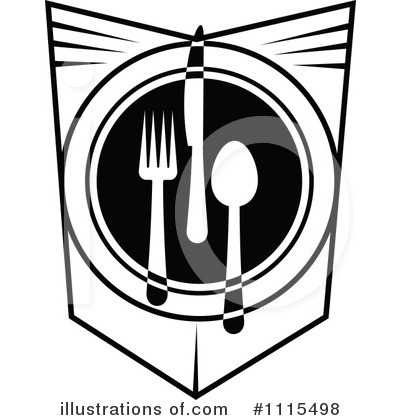 Black And White Dining And Restaurant Silverware Menu Logo 1 By   Long