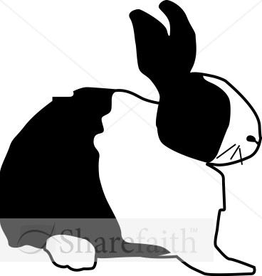 Black And White Rabbit   Wildlife Clipart