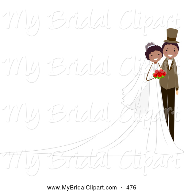 Bridal Clipart Of A Happy African American Wedding Couple Background