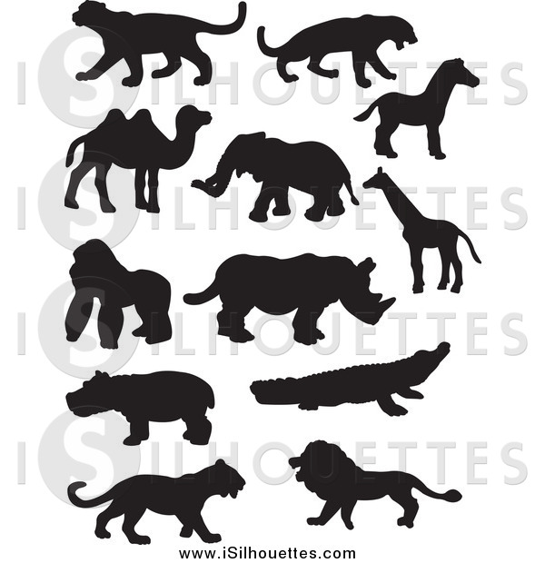 Clipart Of Black Silhouetted Wildlife