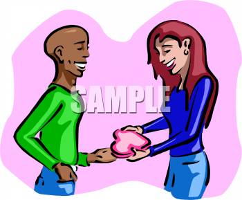 Clipart Picture Of An African American Boy Giving A Box Of Candy To A