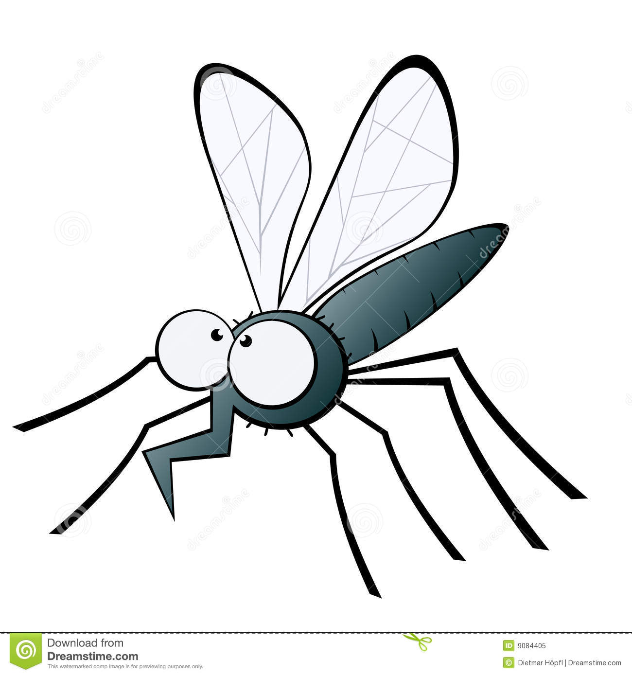 Illustrated Mosquito With Bent Proboscis On White Background