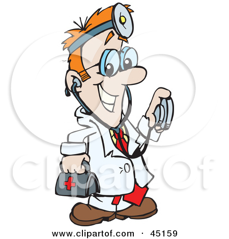 Medical Doctor Carrying A First Aid Bag And Using A Stethoscope