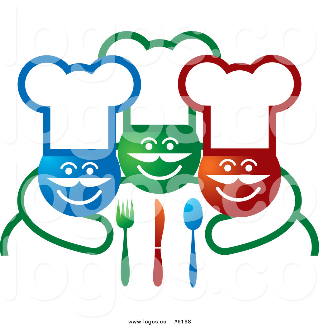 Royalty Free Clip Art Vector Logo Of Three Happy Male Chefs With
